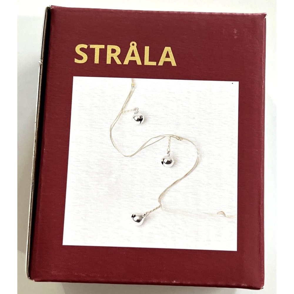 IKEA Strala LED String Lights Silver Bell Battery Operated Holiday Decor